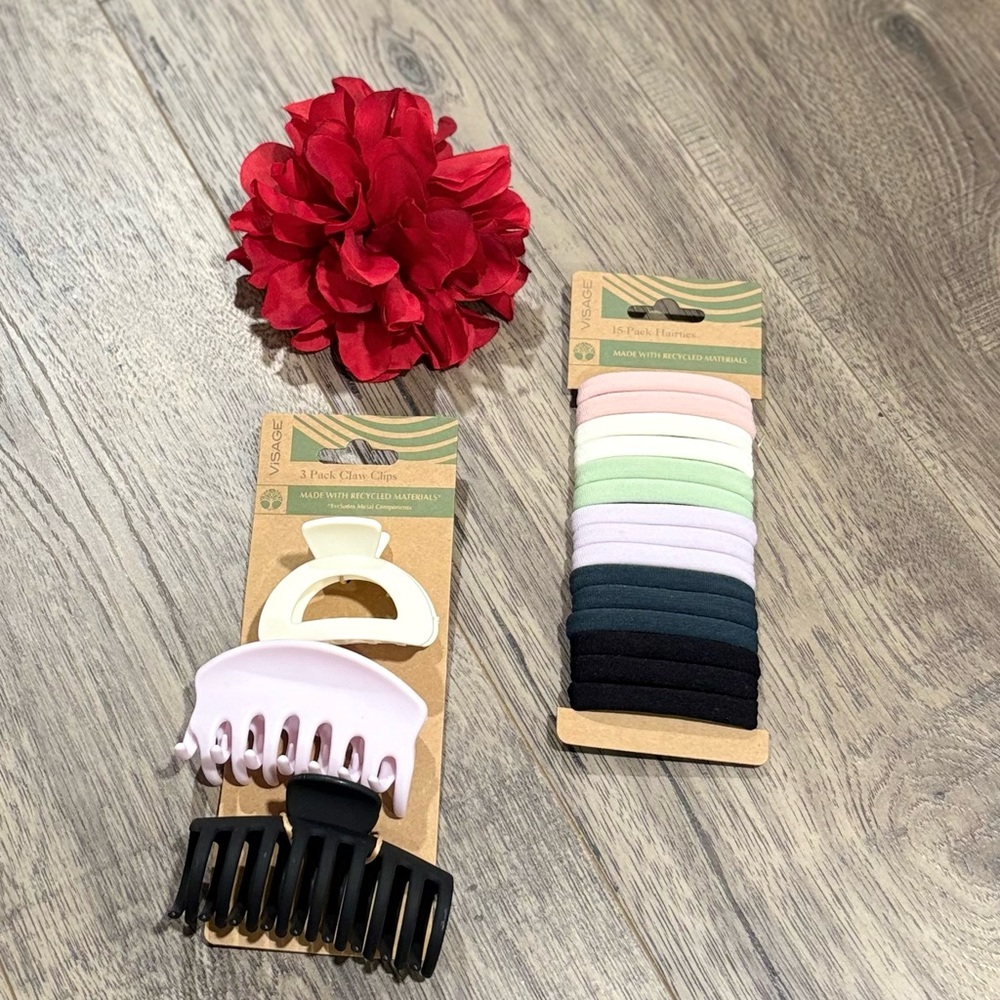 Set of 2 Claw Clips and Hair Tie Packs NWT